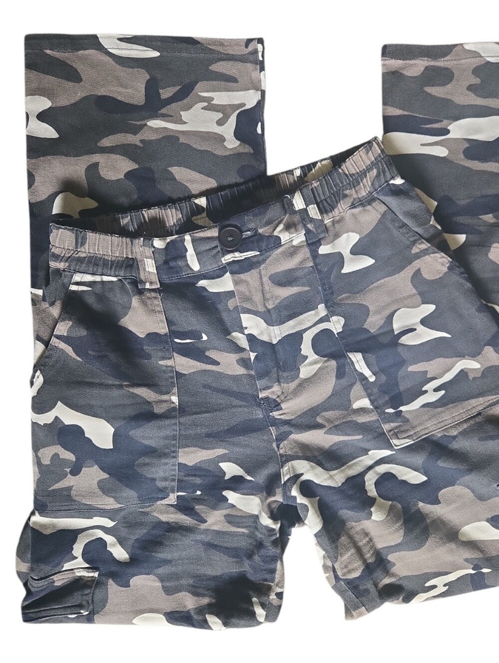 LEPUNUO Women's Y2K High-Waisted Camo Cargo Pants - M